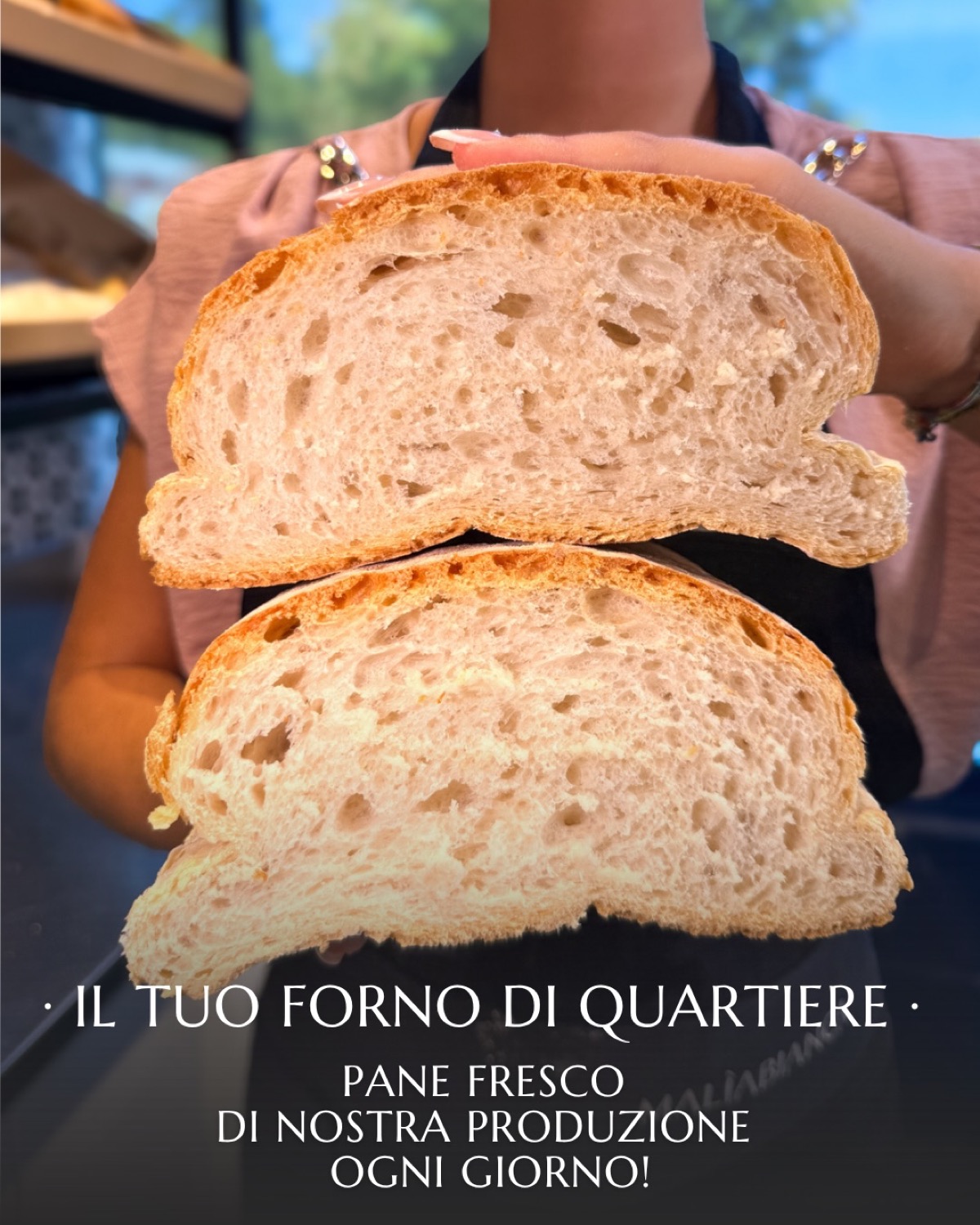Pane fresco di produzione propria, mollica alveolata